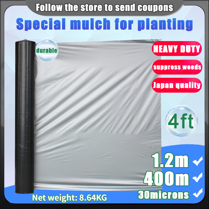Plastic Mulch [ JAPAN QUALITY ] 4ft x 400m (1.2m) SILVER Black Heavy