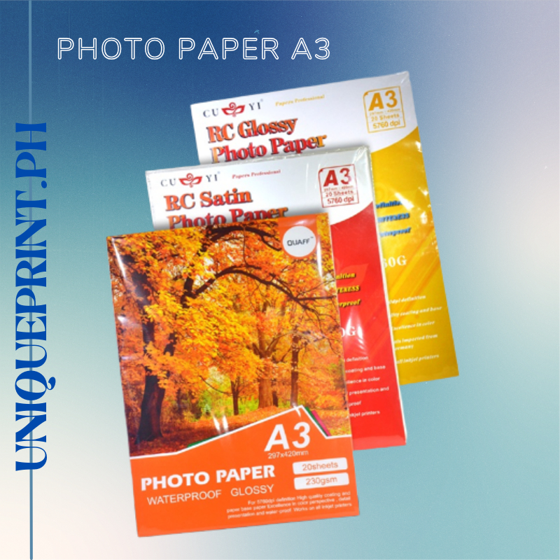 CUYI RC Satin // RC High Glossy Photo Paper Resin Coated 260GSM A3 Size (20 sheets per pack