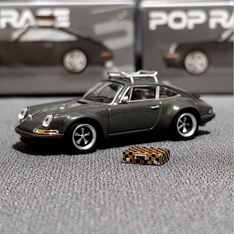 1/64 Pop Race Porsche Singer Gray with Luggage Diecast Scale Model ...