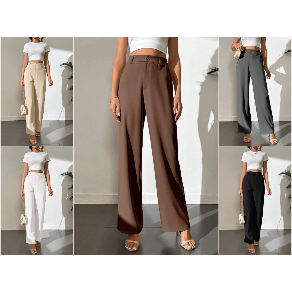 Korean Baggy Loose Wide Leg Pants For Women Premium Trouser 4 Colors ...