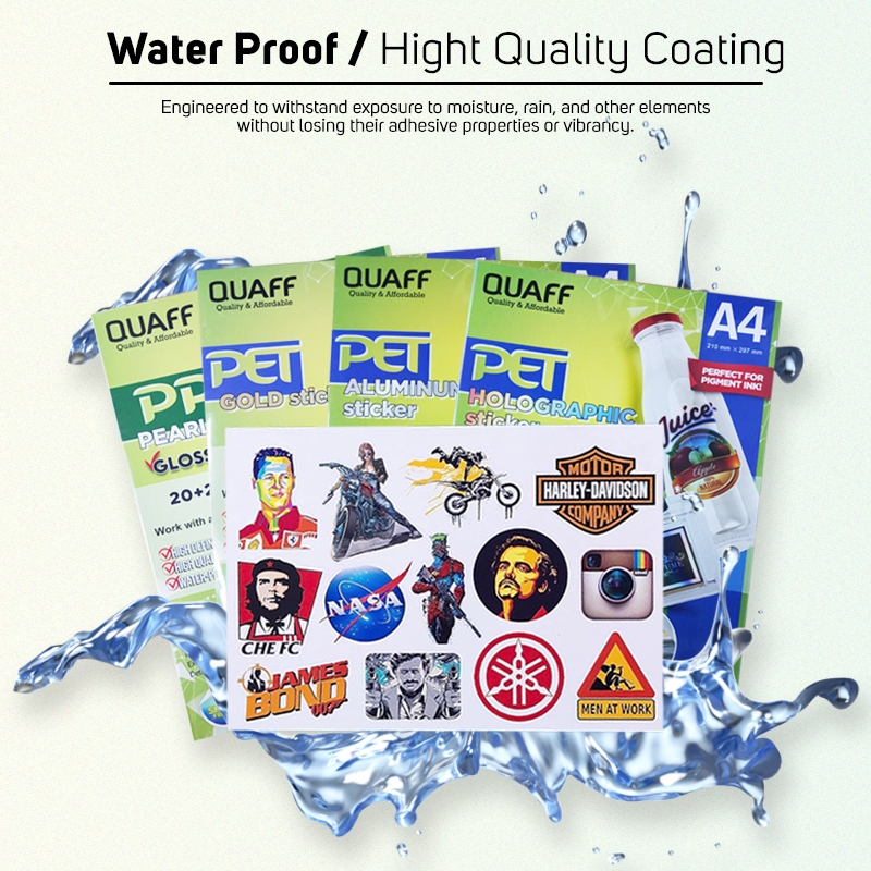 QUAFF PET Printable Label Sticker Waterproof 180Gsm A4 Size (20+2 ...