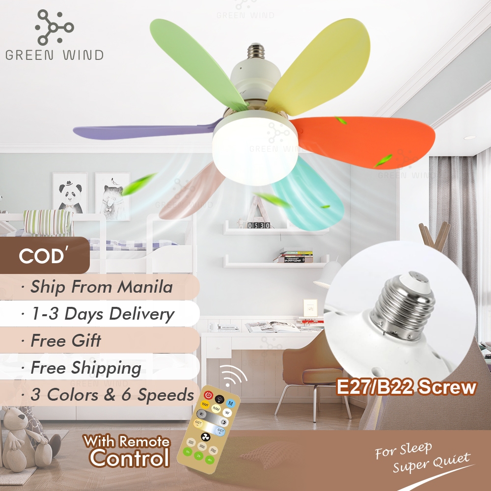 GREEN WIND 16.5 Inch E27 Ceiling Fan Light 20 Inch Dimming Ceiling Fan