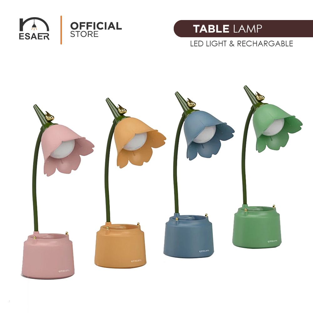 ESAER Flower LED Desk Lamp Student Bedroom Lighting Pastel Flower Lamp