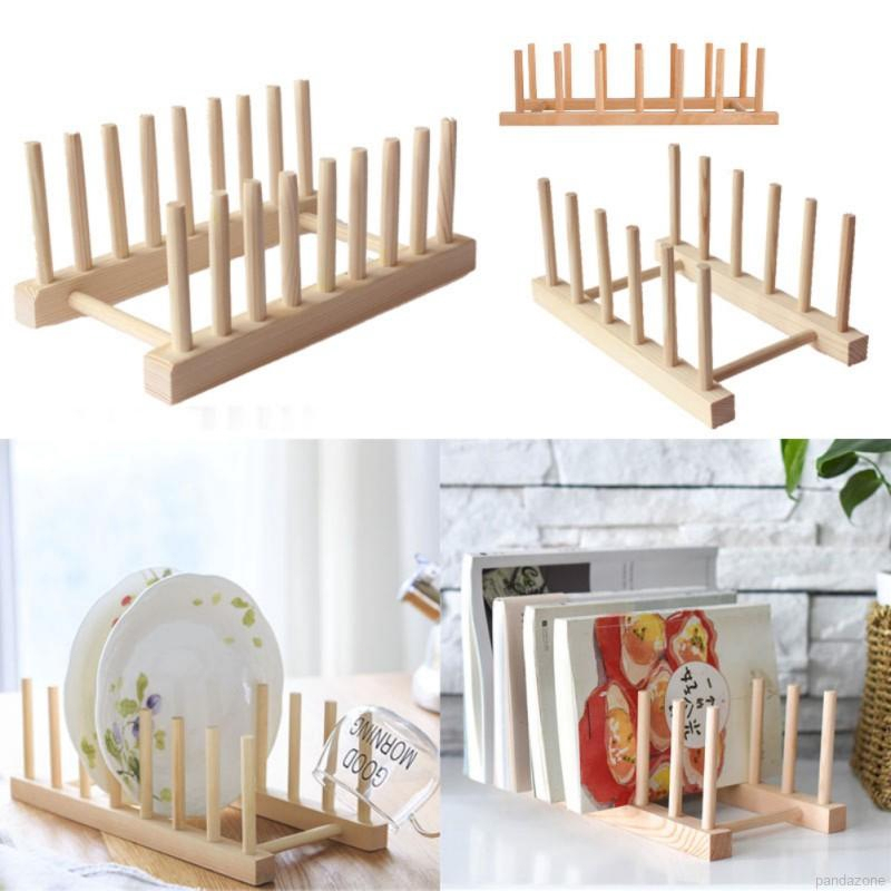 Wooden Dish Rack Solid Wood Drain Rack Shelf Plate Rack Dish Rack ...
