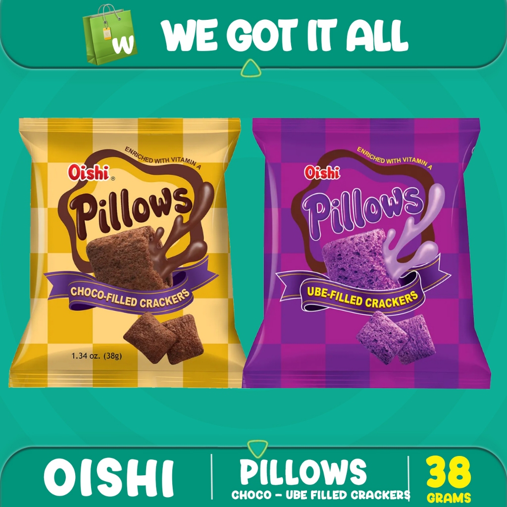 Oishi Pillows Choco Ube Filled Crackers 38g Shopee Philippines
