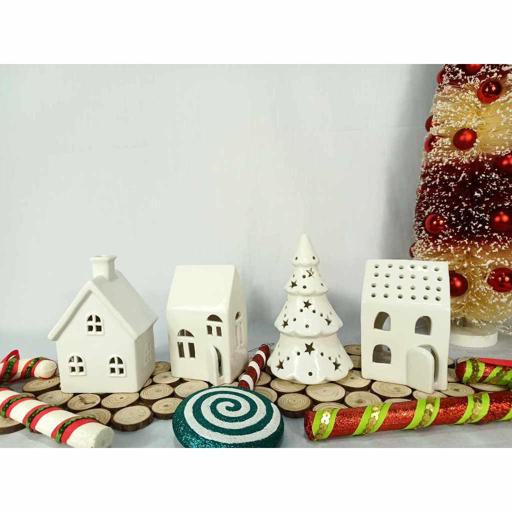 Decorative White Christmas Village Display Home Decor, Collection