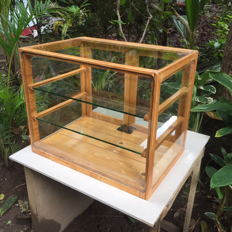 Box TypeFixed OR Removable Tray 3Layer Pastry Food Glass Wood