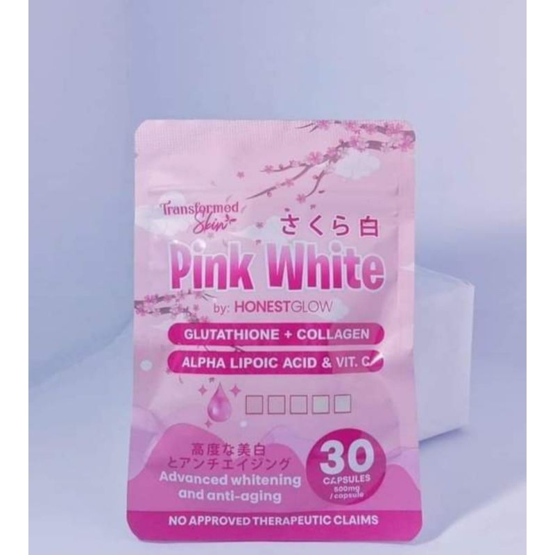 Honest Glow PINK WHITE CAPSULES Premium Glutathione + Collagen 30caps ...