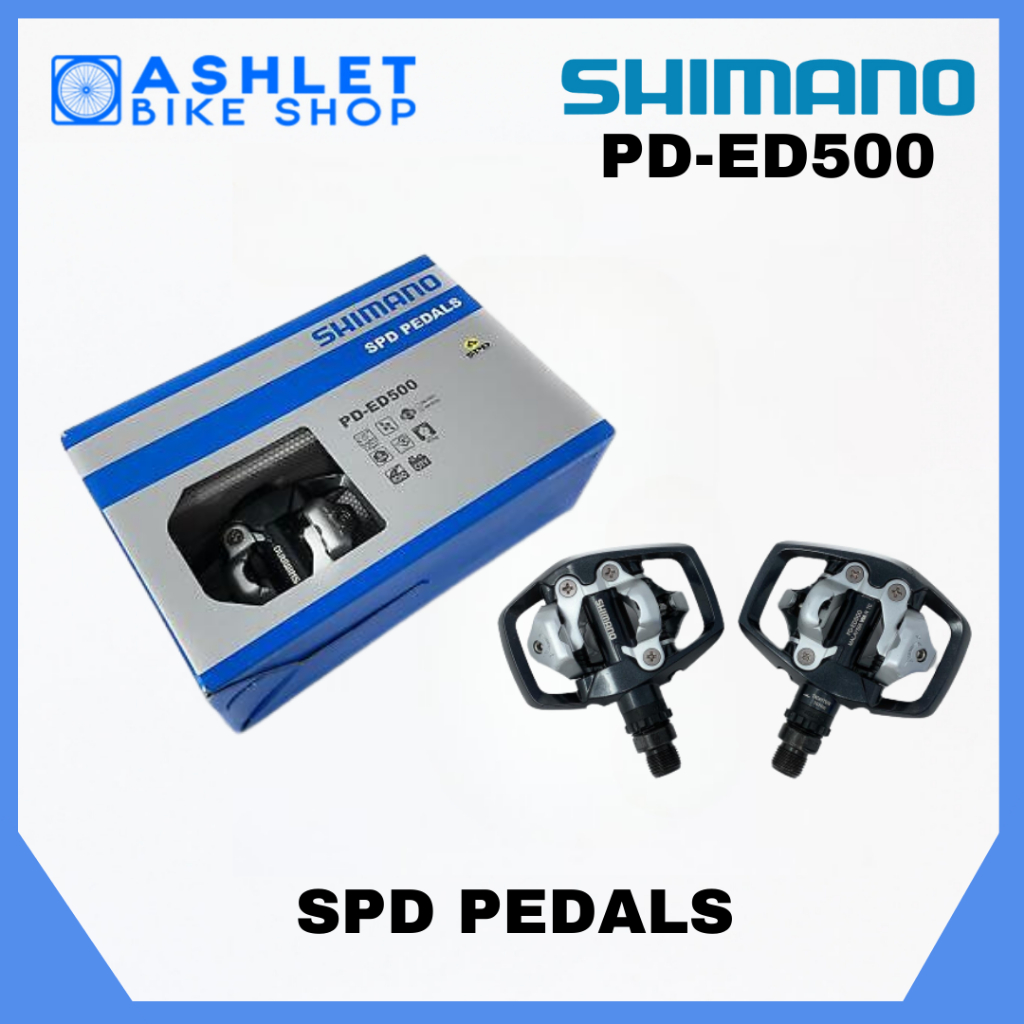 ORIGINAL SHIMANO Pedal MTB PD-ED500 SPD Dual Sided Flat w/ Cleats ...