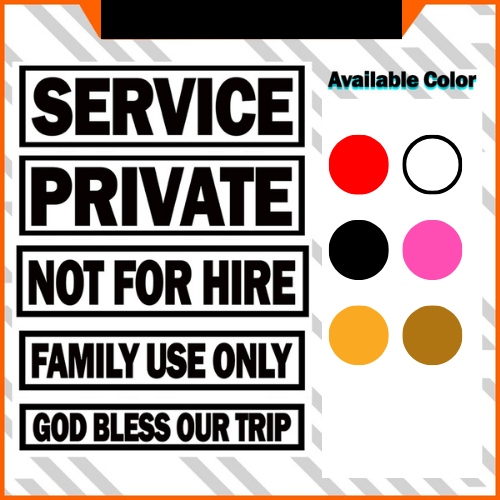 PRIVATE SERVICE CAR DECALS STICKER VINYL MACHINE CUTOUT WATERPROOF ...
