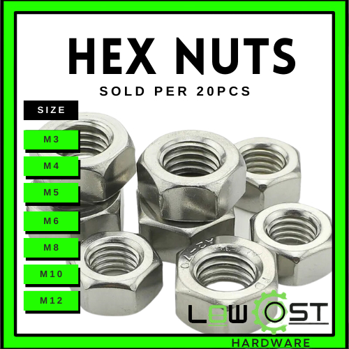 20PCS Allen Bolt Nut Hexagonal Nuts for Allen Bolt and Plate Bolt
