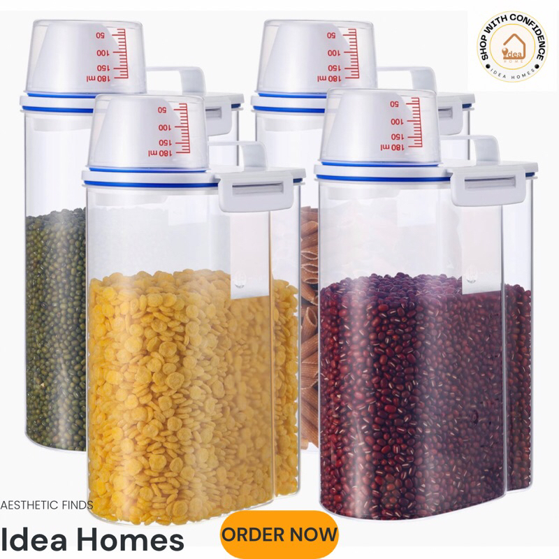 IDEA HOMES 2L Airtight Plastic Container Multipurpose with Measuring ...