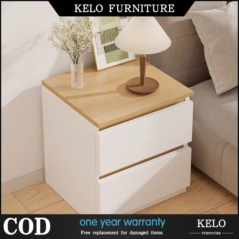 Simple Storage Bedside Table with 2 Drawers Modern Bedroom Side Desks