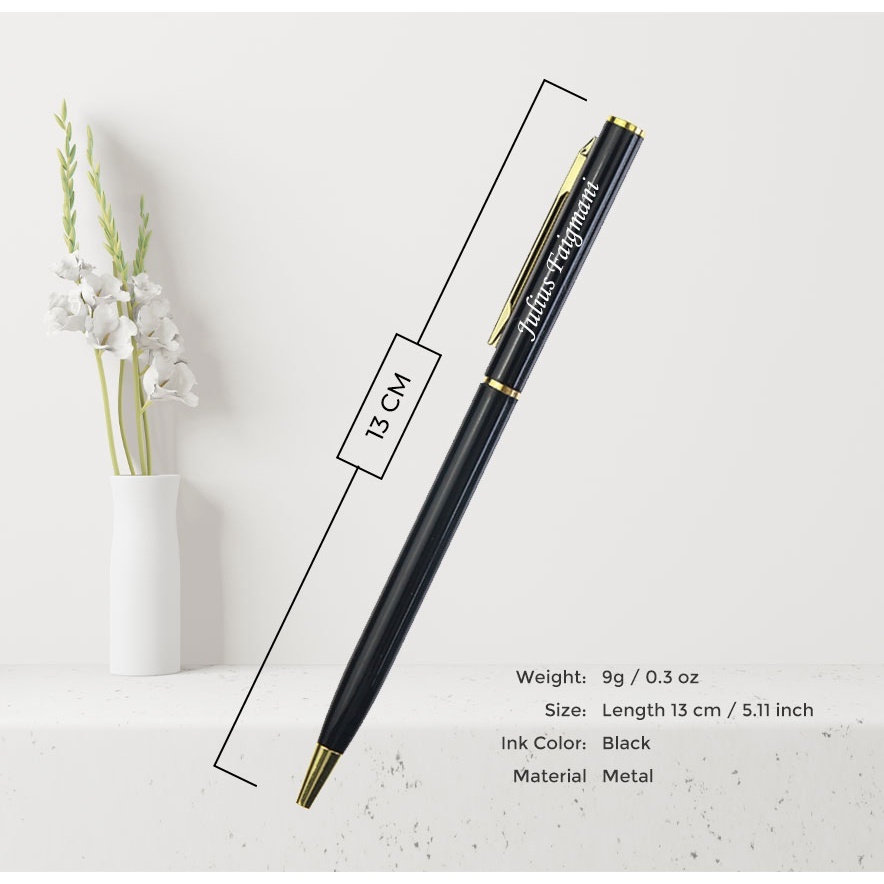 Personalized Laser Engrave Name on Slim Rotating Metal Pen Engrave