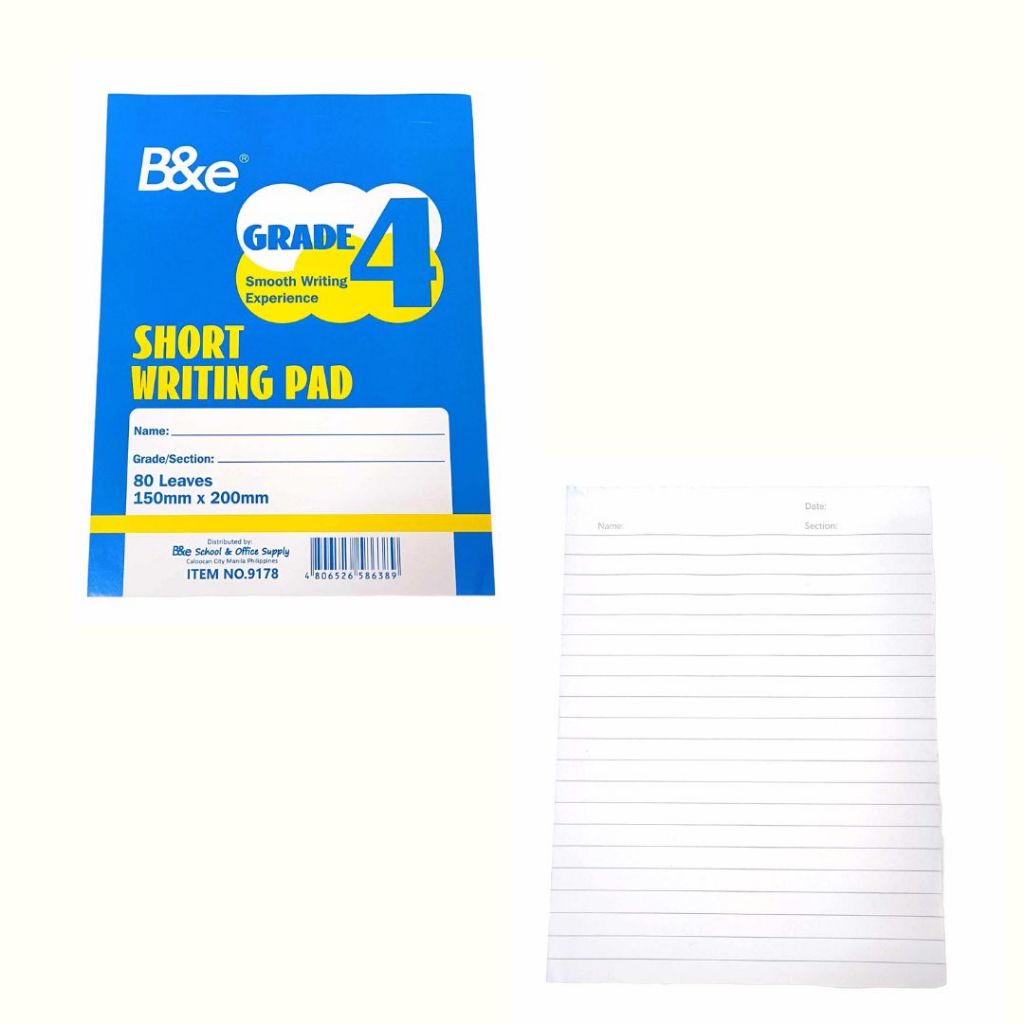 B&E Writing Pad Grade 1-4 School Writing Pad | Shopee Philippines