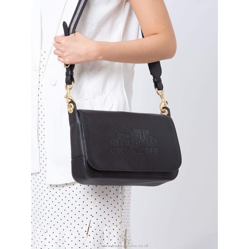 AUTHENTIC/ORIGINAL Coach Preloved Jes Messenger Flap Bag in Black