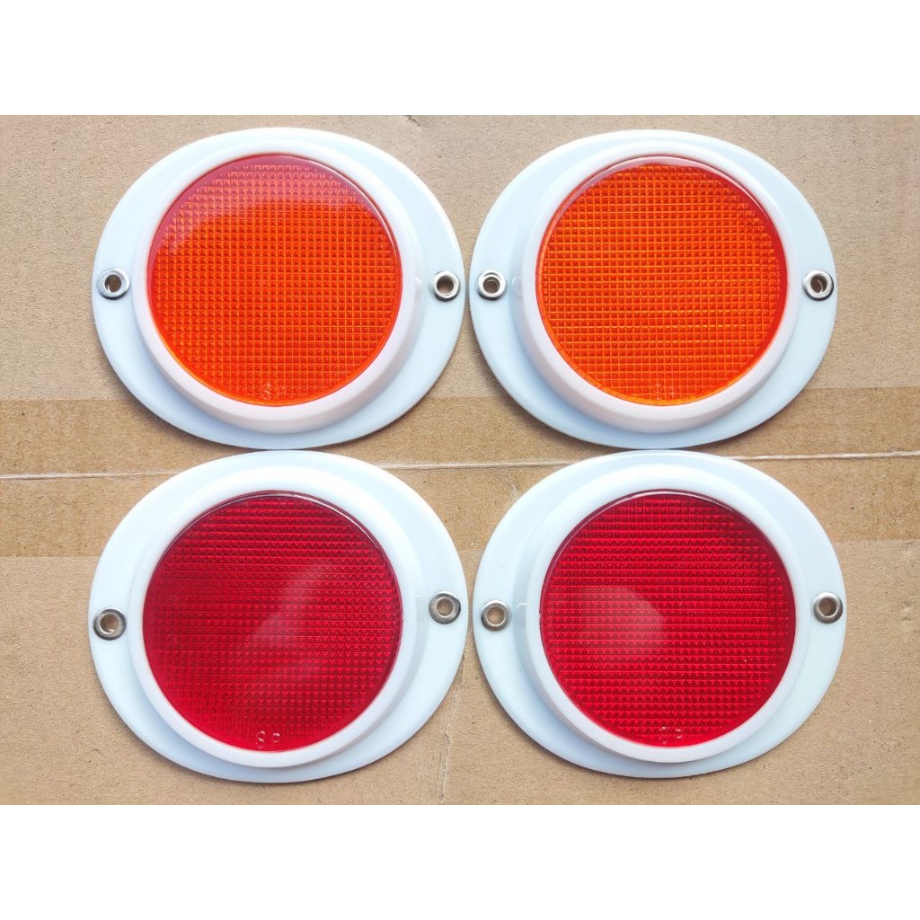 2pcs Universal Round Rear Reflector Safety Amber Red for Car Truck Van ...