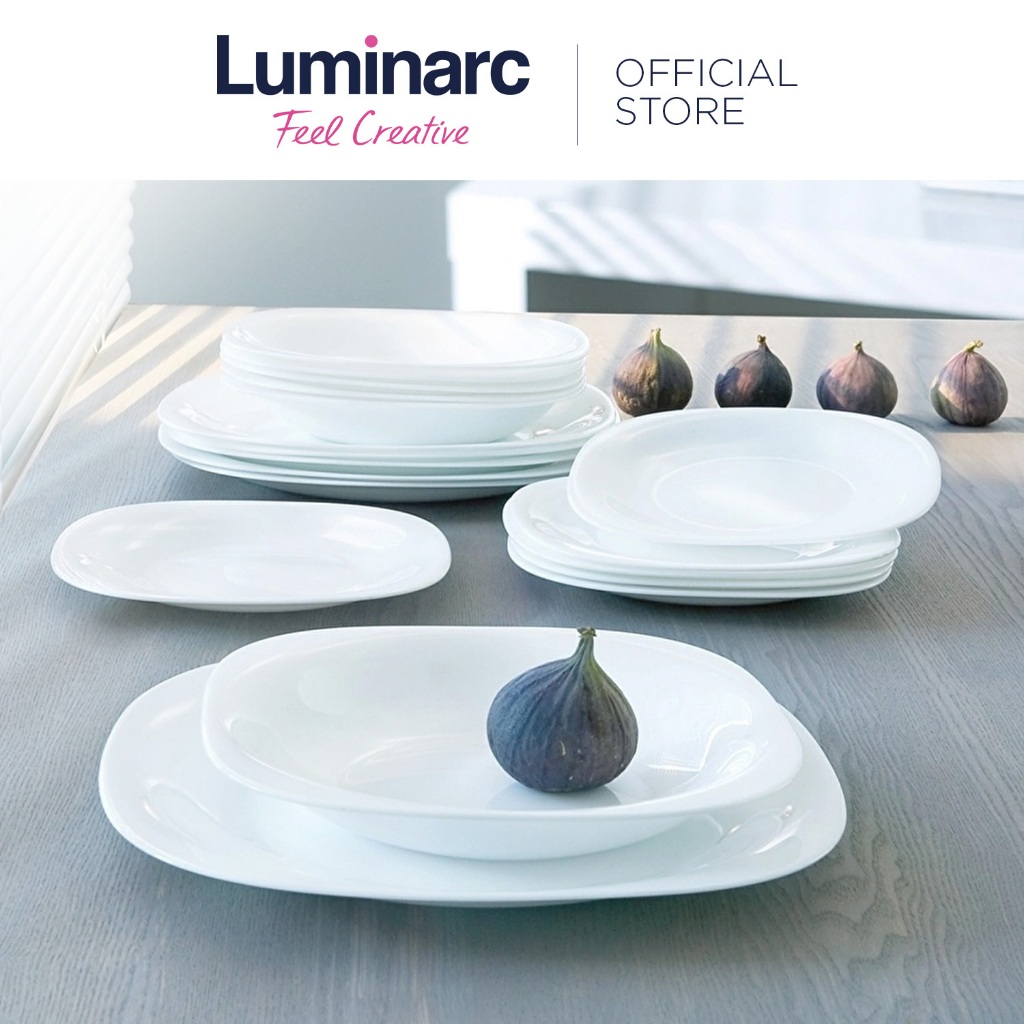 Luminarc Carine Microwaveable And Dishwasher Safe Opal Tempered Glass Dinner Plate 26cm 6pcs 7237