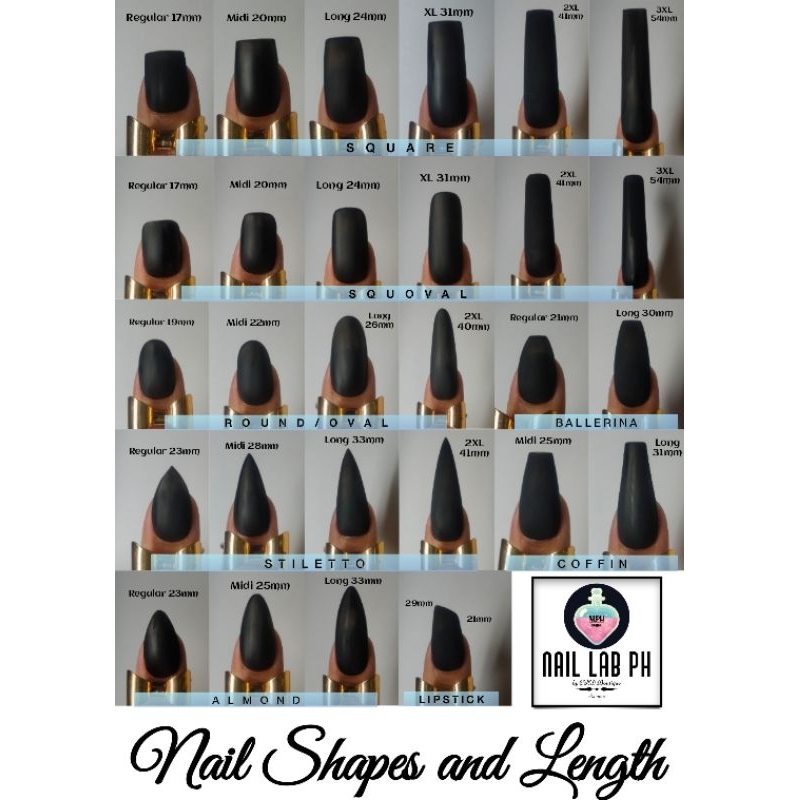 SIZING CHART fake nails faux nails customize press on glue on nails Shopee Philippines
