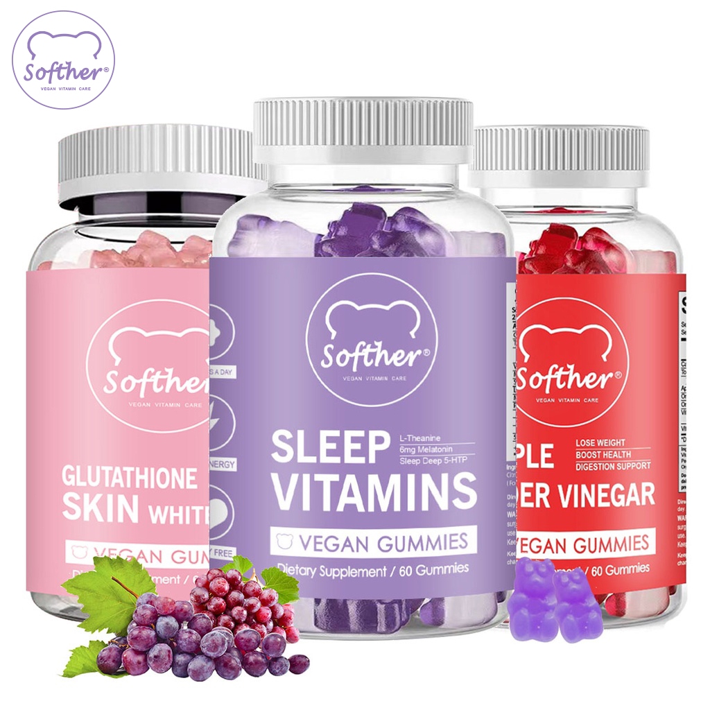 Softher Vitamins Gummies Sleep Support Melatonin Gummies Help Stress