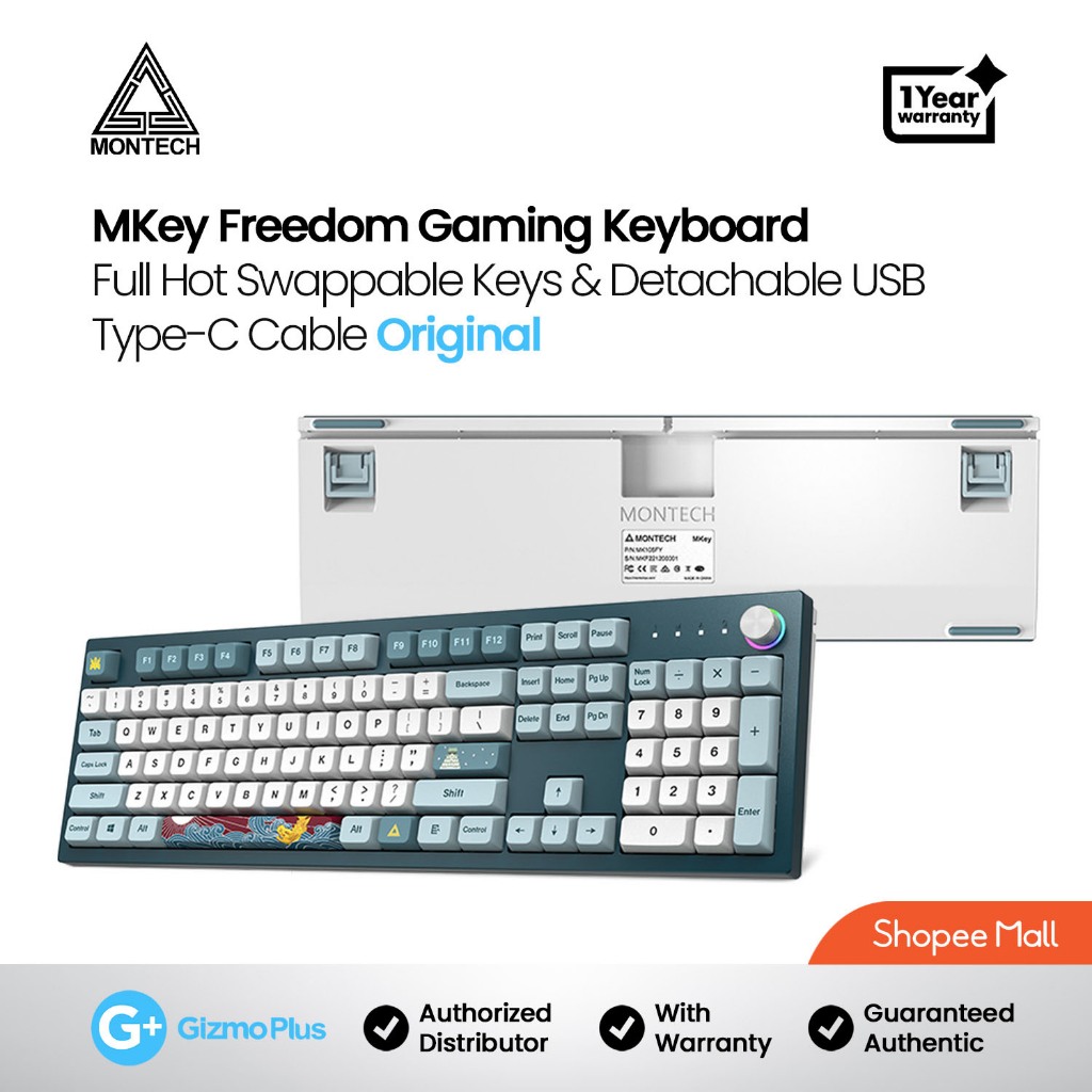 Montech MKey Freedom Mechanical Gaming Keyboard Full Hot Swappable Keys ...