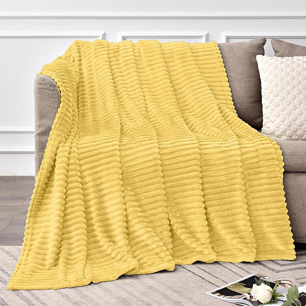 Kiandra Home Stripes Velvet Fleece Blanket Double Queen Size Super Soft