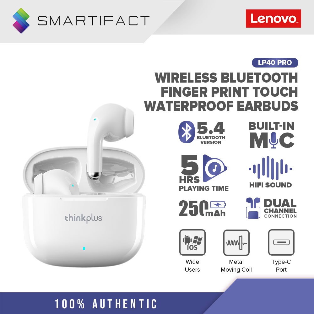 Lenovo LP40 PRO True Wireless Earphones Bluetooth 5.1 TWS HD Stereo Low ...
