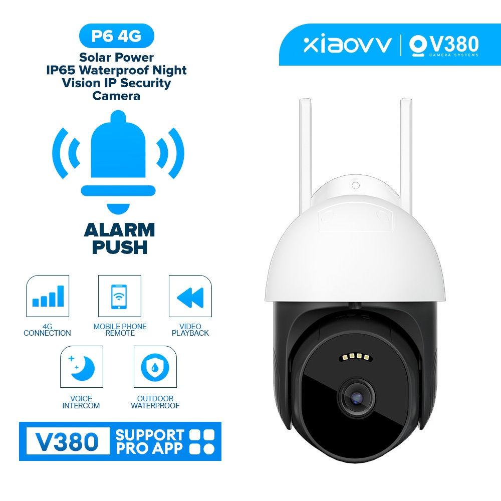 Xiaovv P6 4G CCTV PTZ Outdoor 1080P IP65 Waterproof Camera AI Human ...