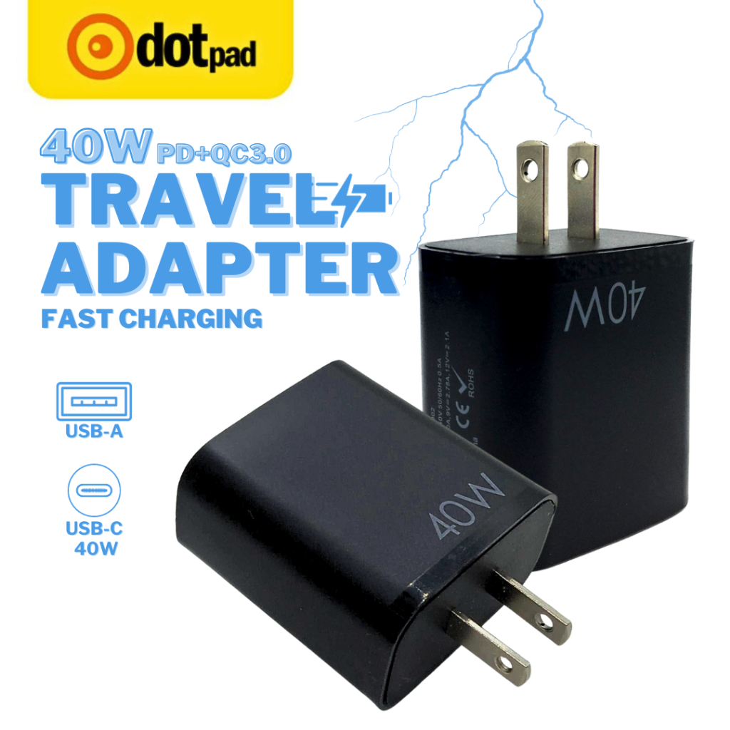 DOTPAD ADC-PD002 40W Max Super Fast Charging Dual Port Travel Adapter ...
