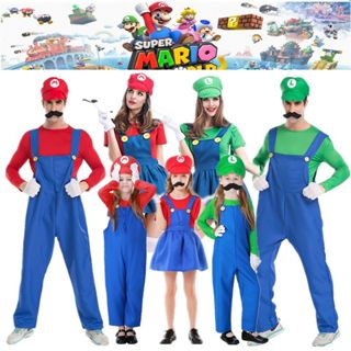 Kids Adult Super Mario Luigi Brothers Jumpsuit Cosplay Costume