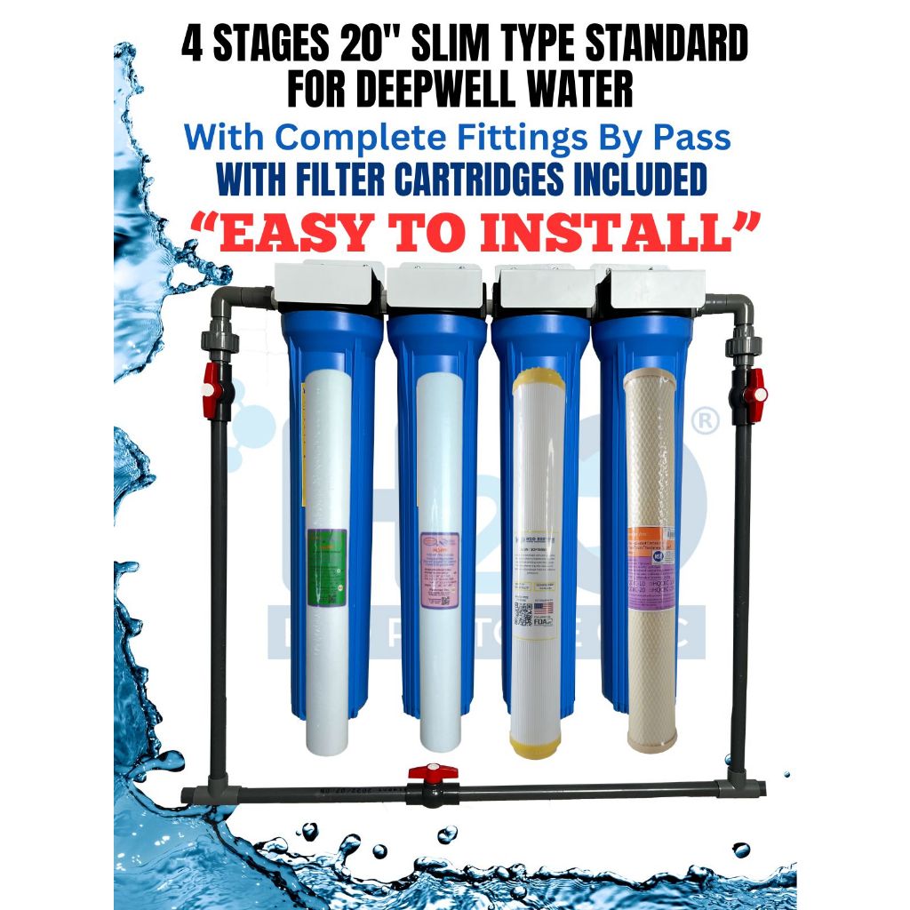 4 Stages Water Filter Deepwell Standard Heavy Duty Complete Set with ...