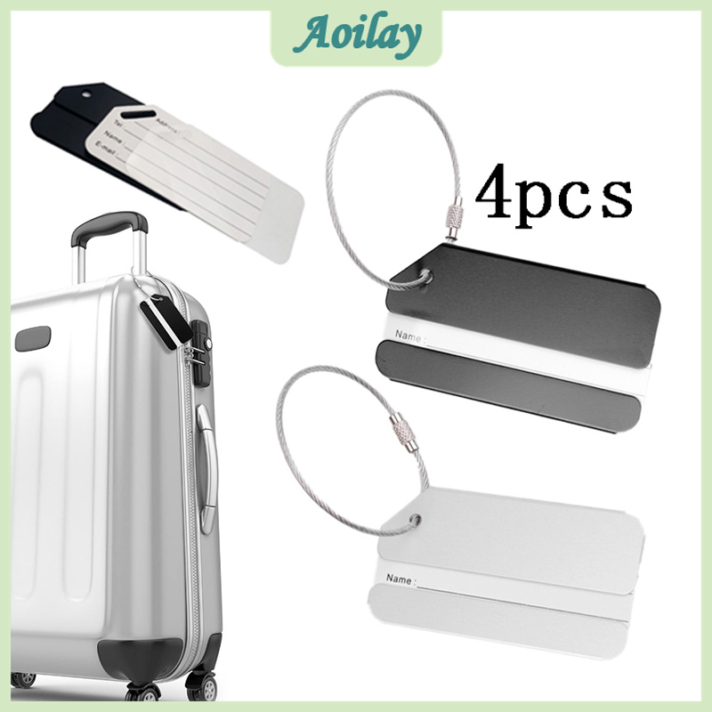 4pcs Aluminum Alloy Name Card Luggage Tag Suitcase Identification Tags ...