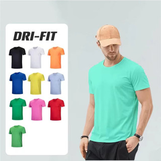 simple drifit t shirt Men & Women American size Plain Dark color top men s  apparel Crew neck Round