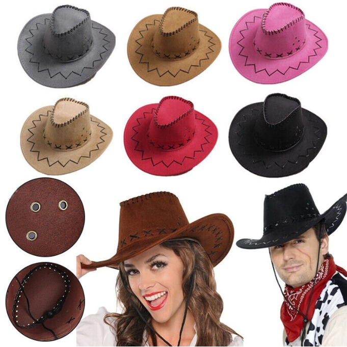 Christmas Cowboy Hat and Scarf Sequined Santa Wide Brim Hat for