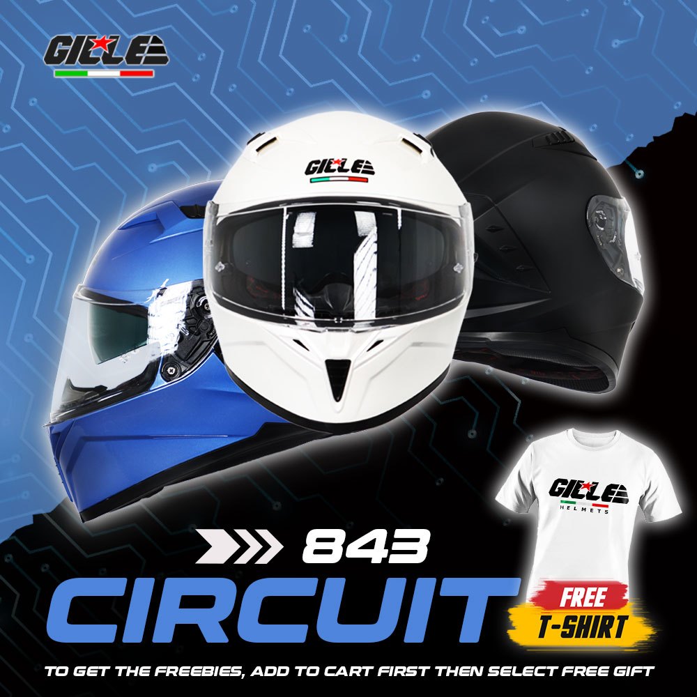 GILLE 843 CIRCUIT Full Face Dual Visor Plain Color Motorcycle Helmet ...