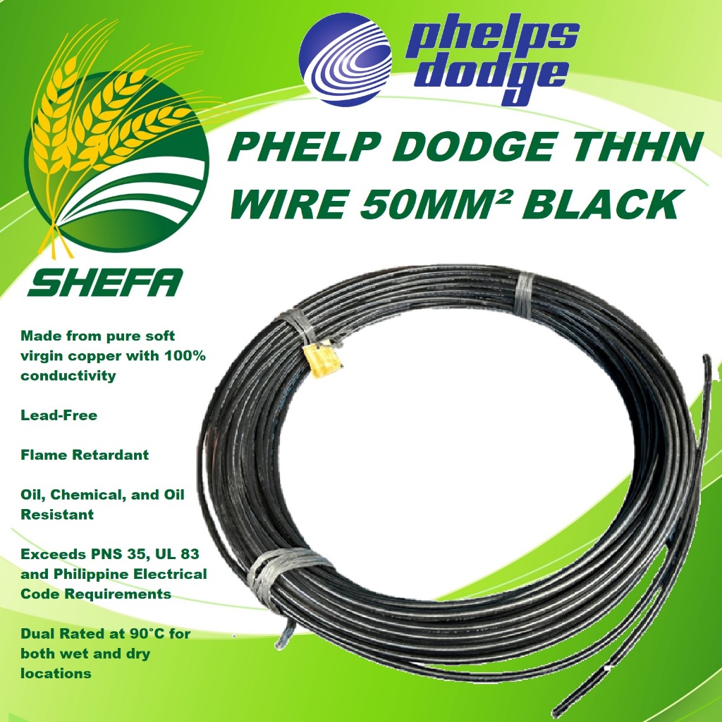 PHELP DODGE THHN WIRE BLACK 50MM² per meter | Shopee Philippines