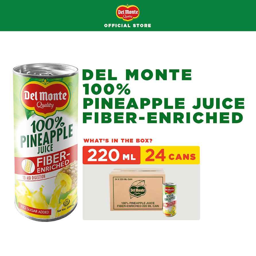 DEL MONTE 100 Pineapple Juice Fiberenriched to Aid Digestion and