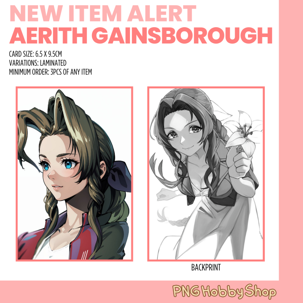 Aerith Gainsborough Final Fantasy Anime Photocards and Keychains - PNG ...