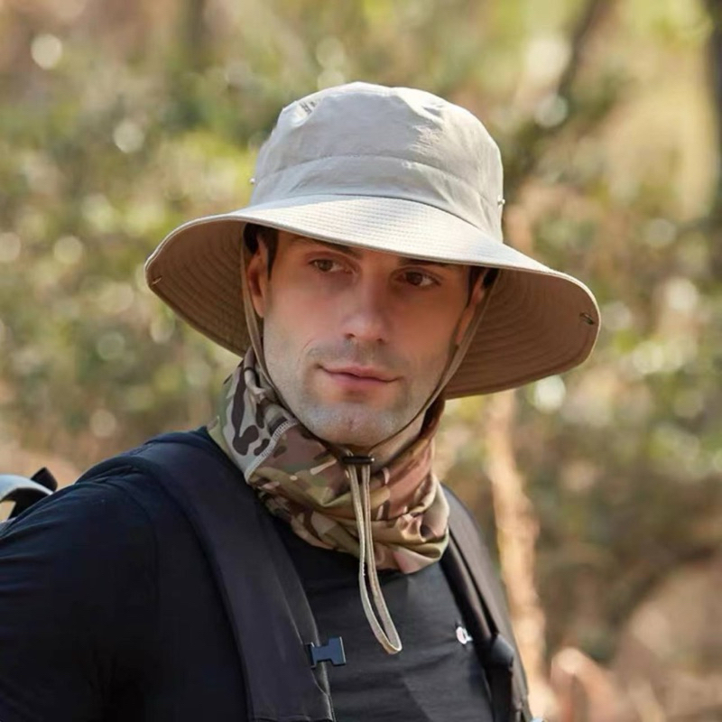 Wide Summer Bucket Hat/Fishing Hat/Safari Hat with adjustable strap