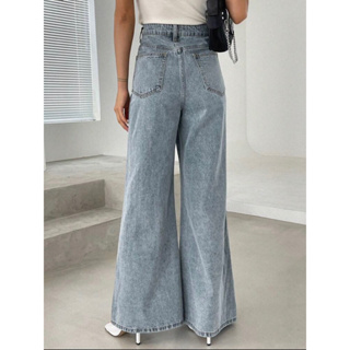Trendy Casual Wide Leg Pants Straight Cut Baggy Mom Jeans Good Quality ...