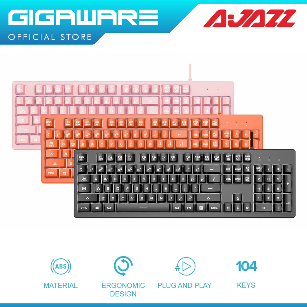 Ajazz Douyu DKS100 USB Wired 104 Keys Membrane Keyboard Monochromatic