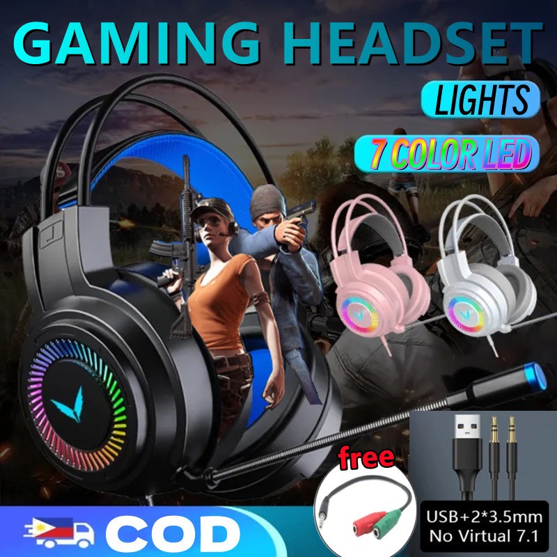 G7 RGB Wired Gaming Headphones Noise Cancellation Gaming Headset With