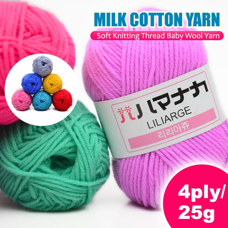 4Ply Milk Cotton Yarn Crochet Soft Knitting Wool Thread Baby Liliarge