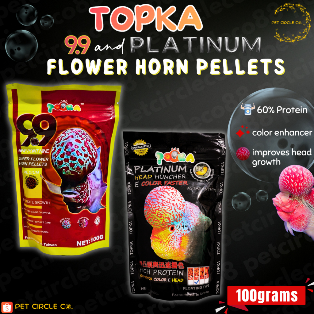 Topka 9.9 Topka Platinum Fish Food Flowerhorn Food Pellet 100g | Shopee ...
