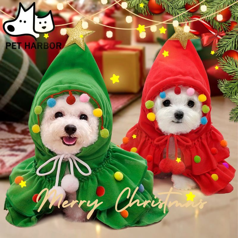 Pet Christmas Clothes Dog Cloak Pet Cape And Shawl Puppy Cosplay Santa