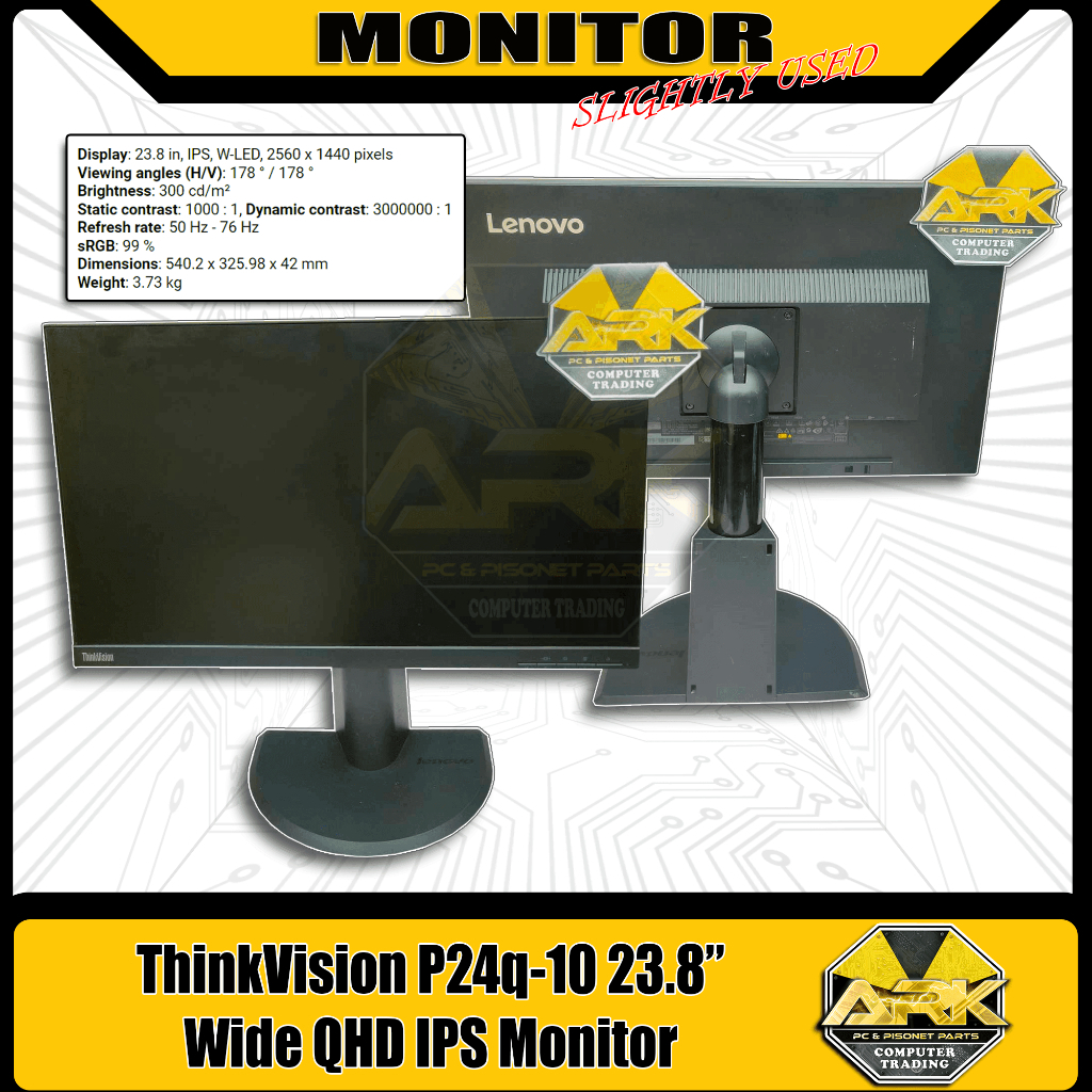 THINKVISION LENOVO P24Q-10 WIDE QHD IPS MONITOR | Shopee Philippines