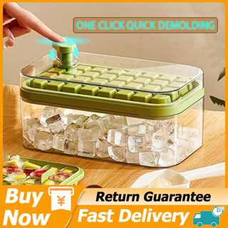 Pressing Ice Lattice Mold, Ice Cube Tray with Lid and Bin, Ice Trays f