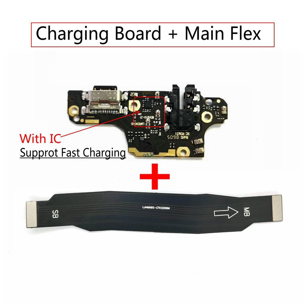 USB Charging Port Board Connector Flex Cable For Xiaomi Redmi Note 9S 9pro  Mainboard Main Flex cable