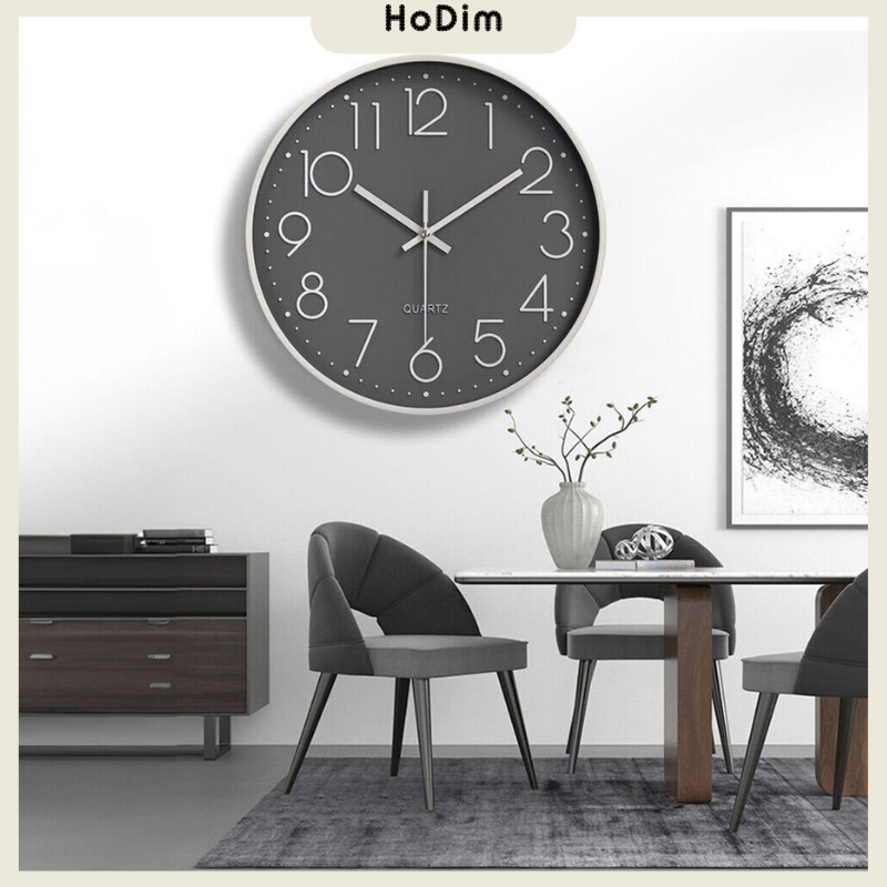 12 Inch Round Wall Clock Modern Silent Large Quartz Wall Clock Analog