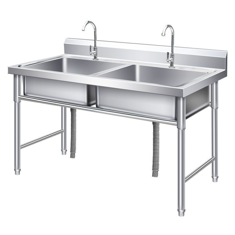 Stainless steel sink with bracket kitchen single sink double sink ...